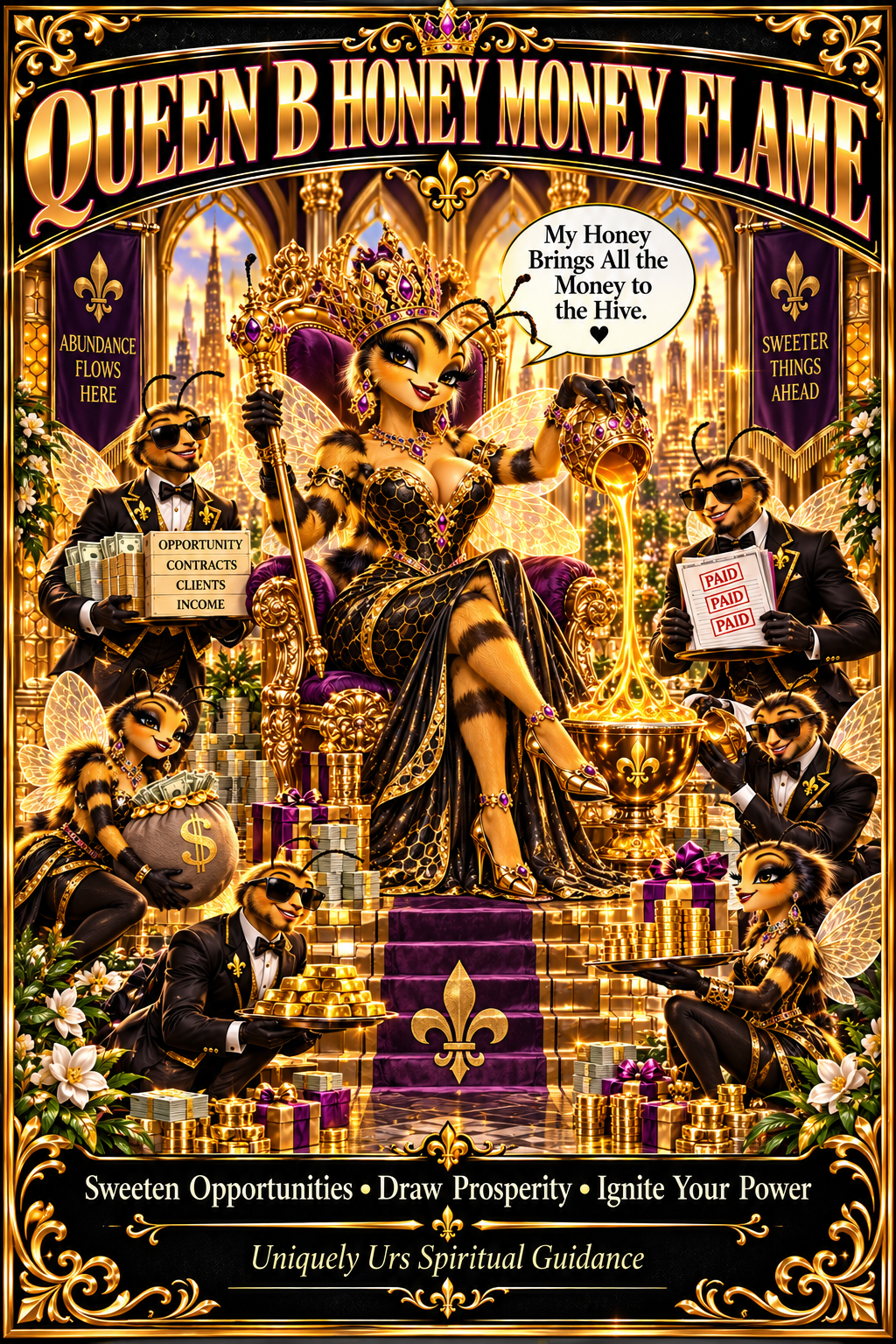 QUEEN B HONEY MONEY FLAME Ritual Candle