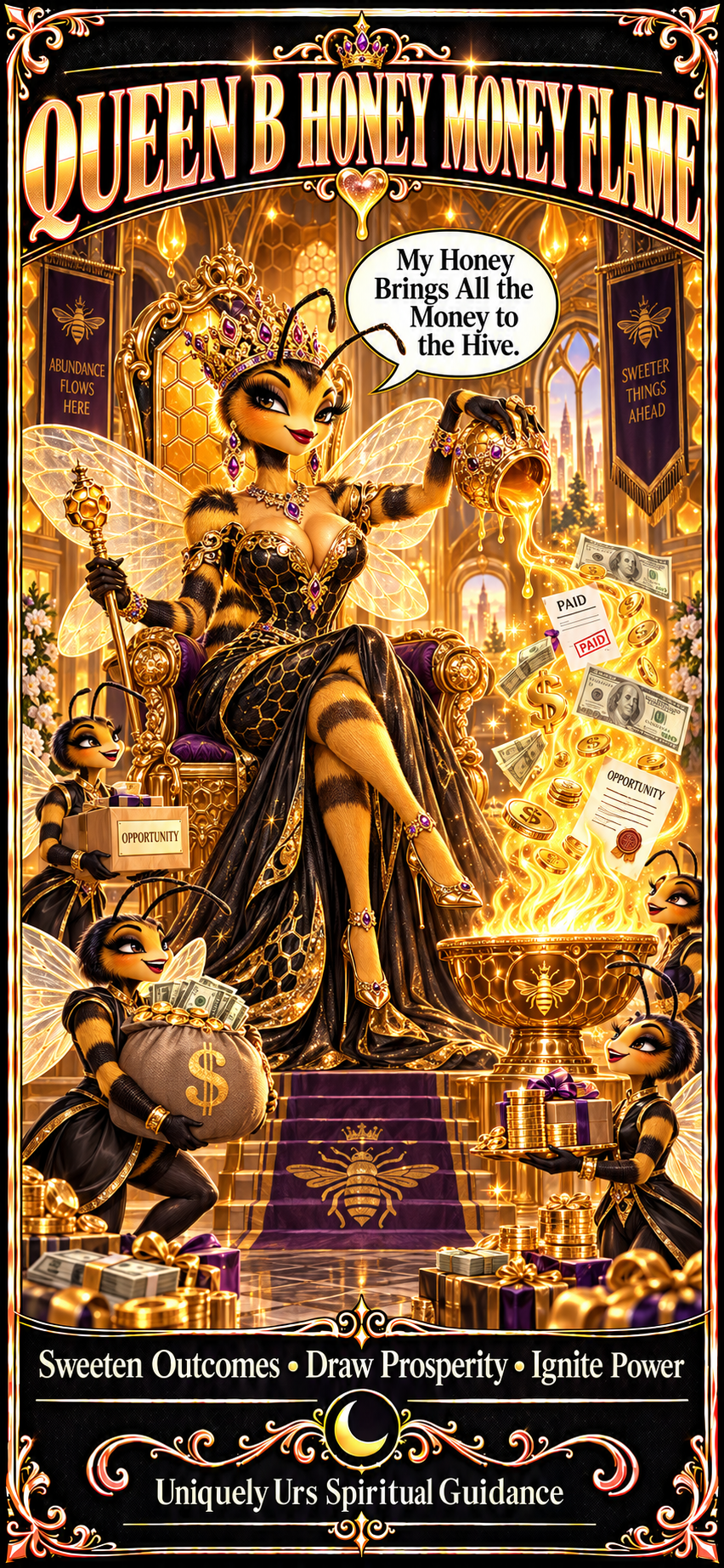 QUEEN B HONEY MONEY FLAME Ritual Candle